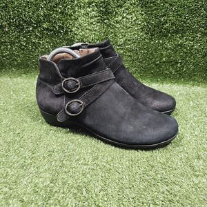 Dansko Faithe Burnished Black Leather Ankle Zip Boots‎ Womens Size 38 US 8